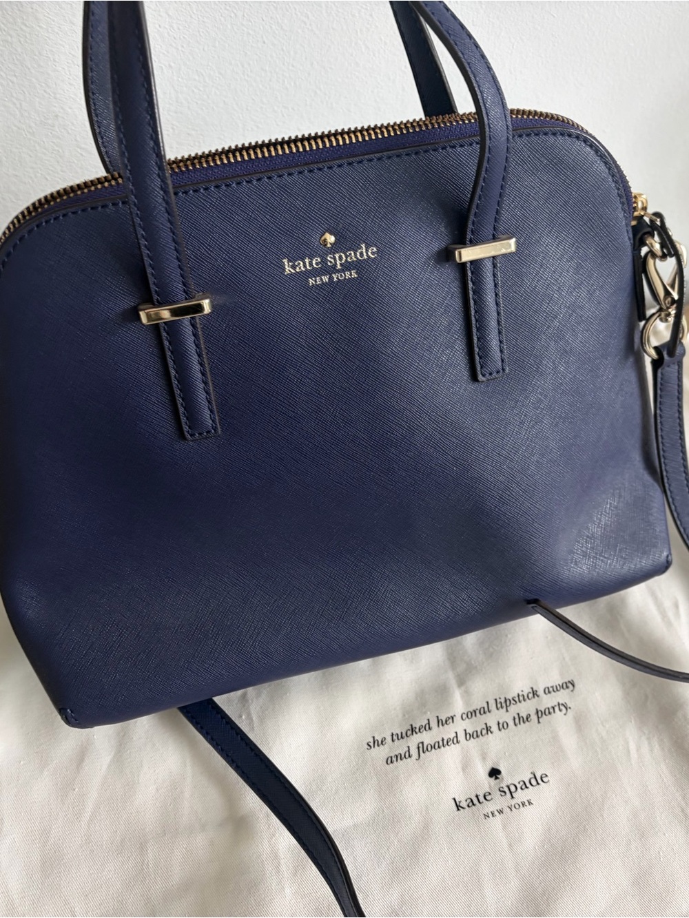 kate spade Navy Crossbody Dome Bag with Gold Hardware
